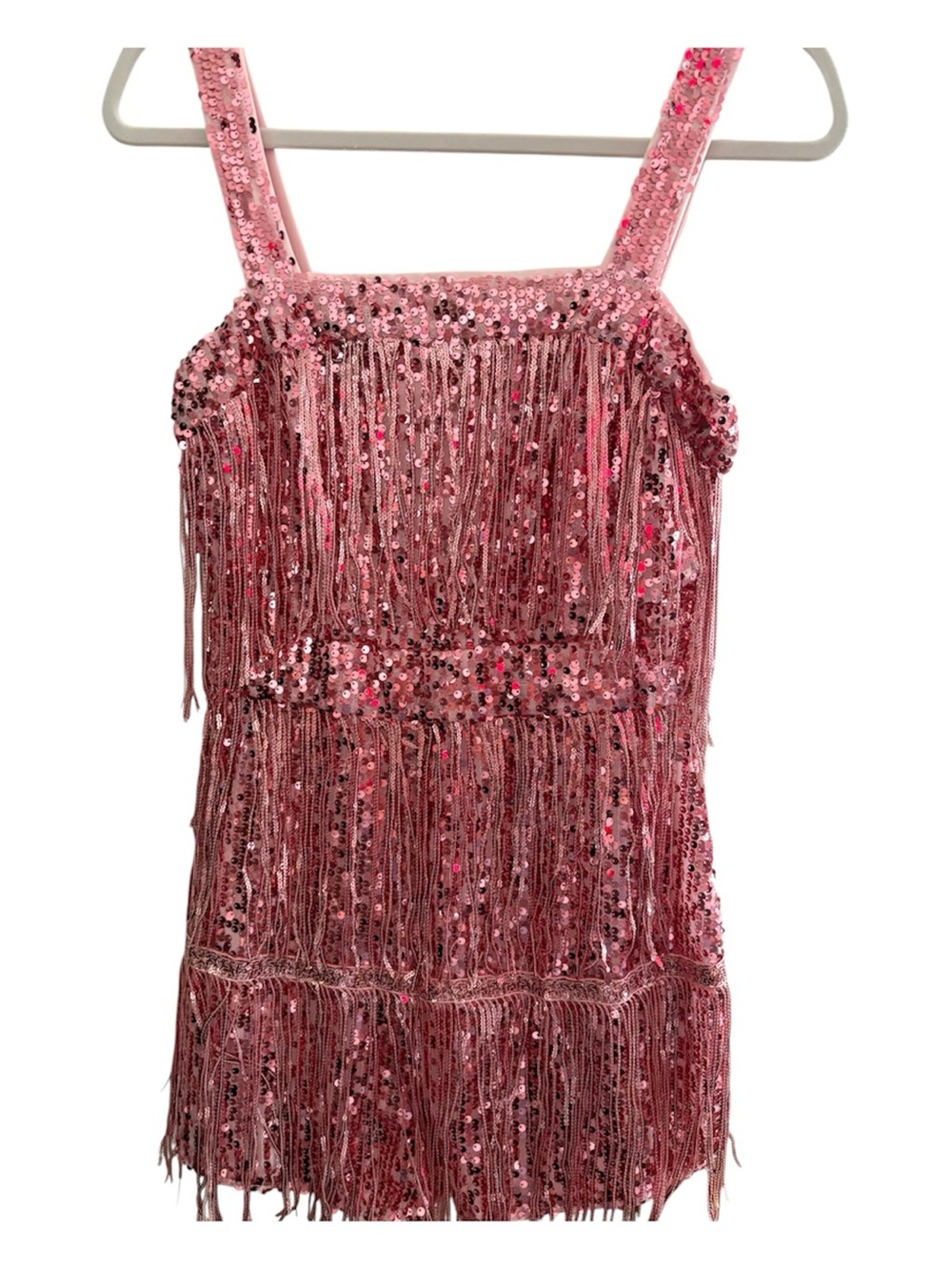 Pink Sequin Fringe Party Dress for women